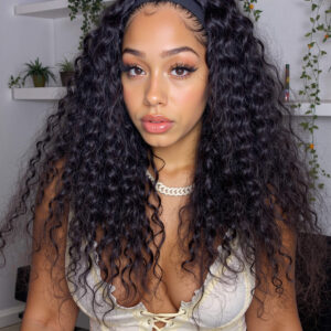 Natural Highlight Deep Wave Glueless Headband Wig